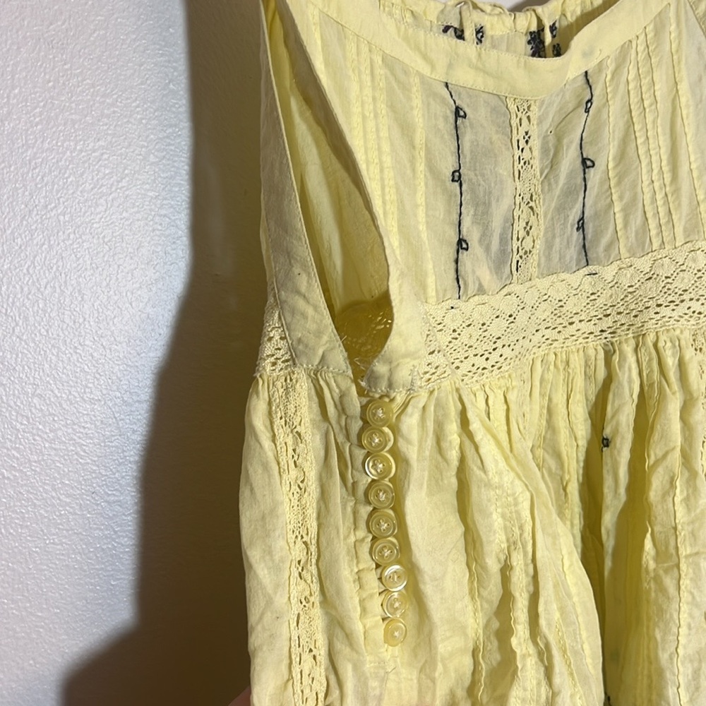 Free People Y2K Embroidered Babydoll Camisole Peasant Tank Top 4 - Picture 5 of 7